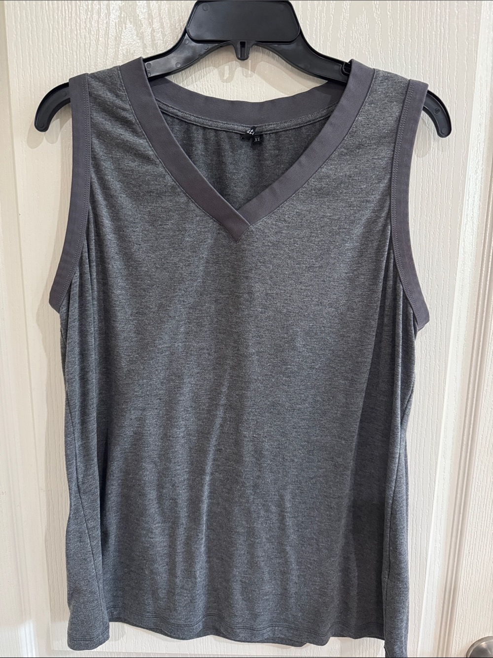 Classic V-Neck Sleeveless Tank Top in Charcoal Gray